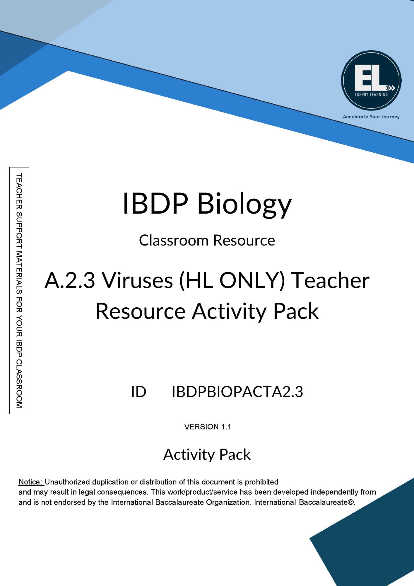 BIO A.2.3 Viruses (HL ONLY) Teacher Resource Activity Pack