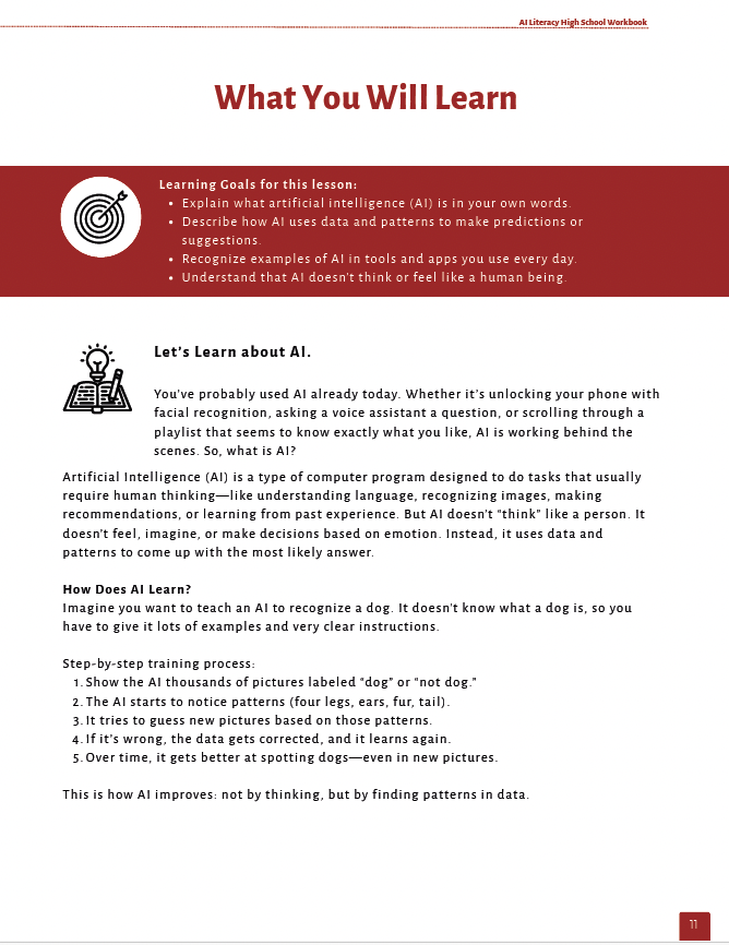 AI Literacy: Understanding AI with a Critical Eye (High School) Workbook — image 6