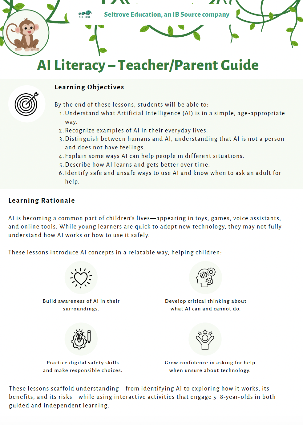 AI Literacy – Understanding AI with a Critical Eye (Lower Elementary) Teacher Resource Pack