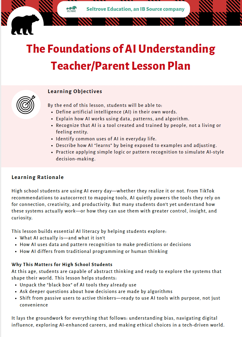 AI Literacy – Understanding AI with a Critical Eye (High School) Teacher Resource Pack