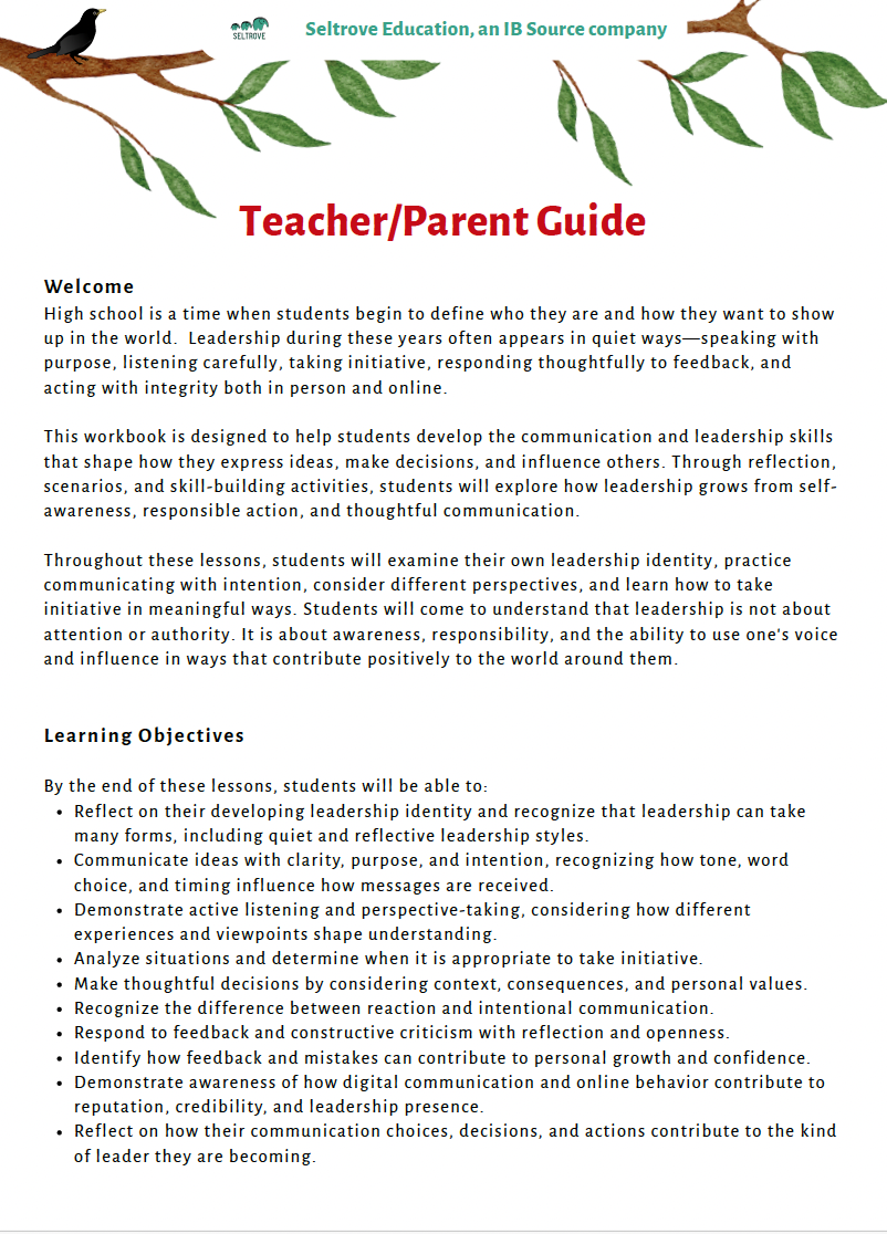 Communication and Leadership (High School) Teacher Resource Pack