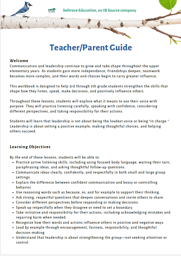 Communication and Leadership (Upper Elementary) Teacher Resource Pack