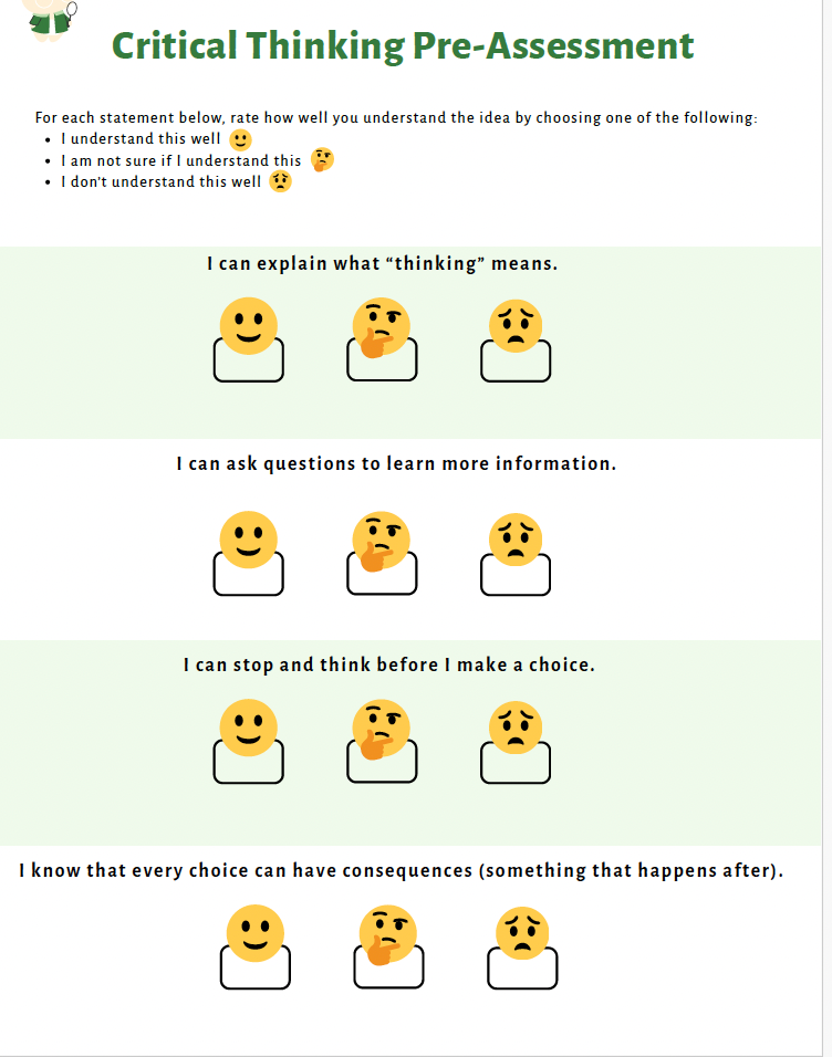 Critical Thinking: Building Healthy Decision-Making Skills (Lower Elementary) Teacher Resource Pack