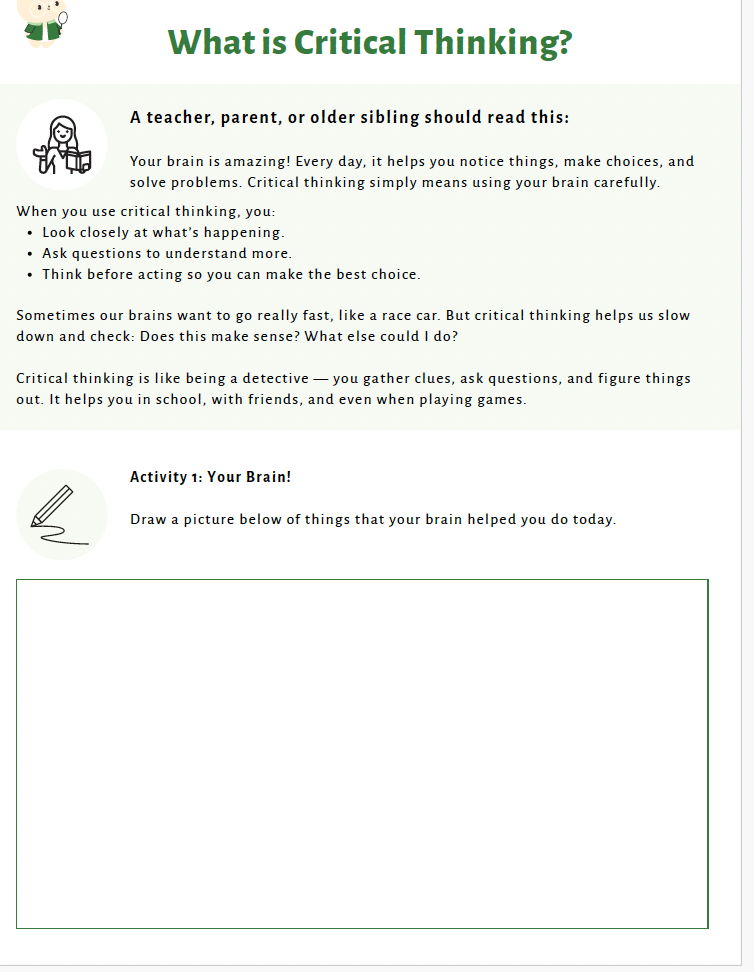 Critical Thinking: Building Healthy Decision-Making Skills (Lower Elementary) Teacher Resource Pack
