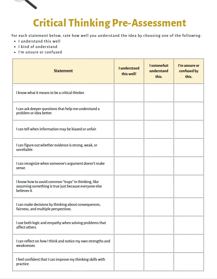 Critical Thinking: Building Healthy Decision-Making Skills (Middle School) Teacher Resource Pack