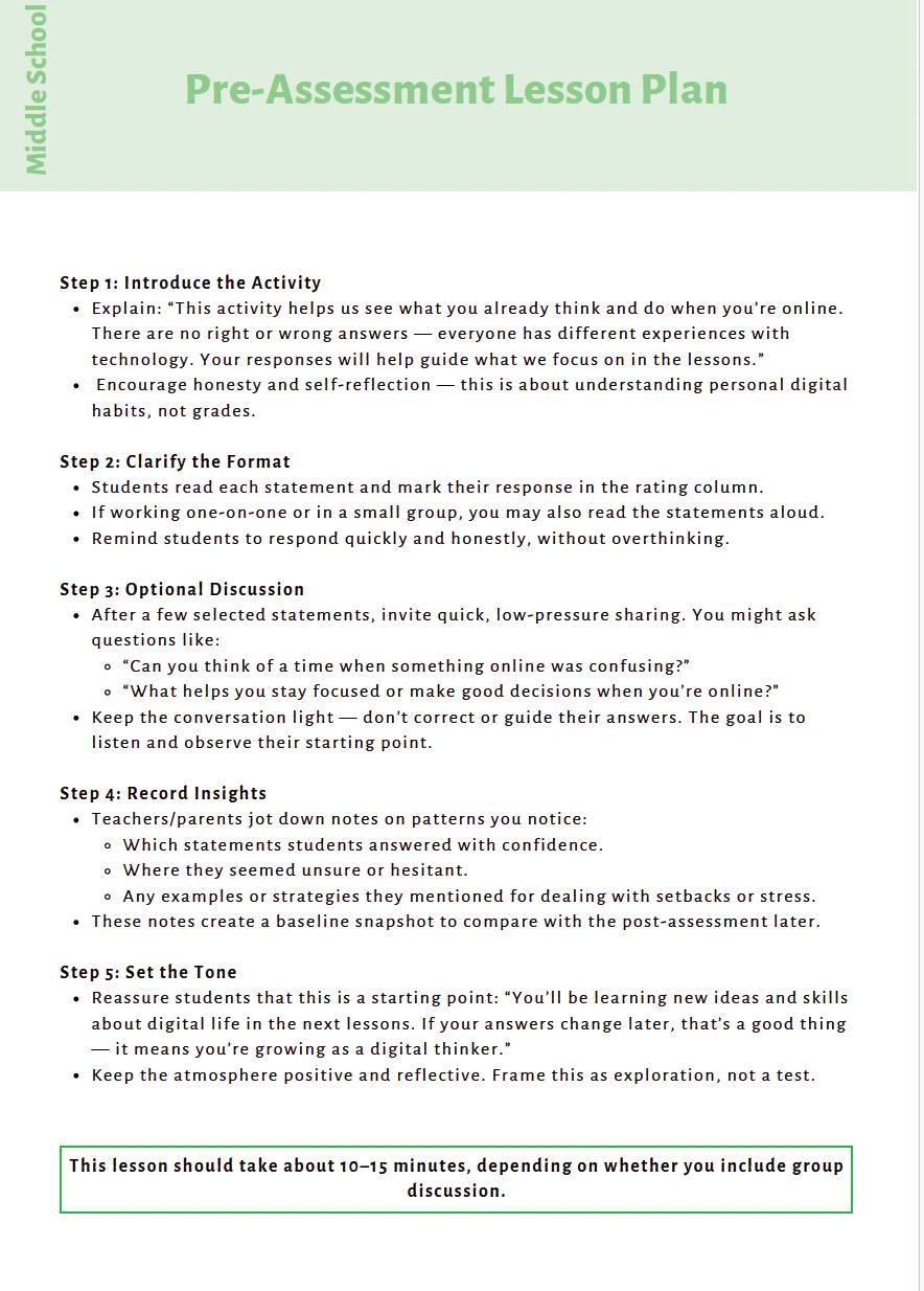 Curious Minds Ahead: Exploring Digital Responsibility, AI Literacy and Critical Thinking (Middle School) Instructional