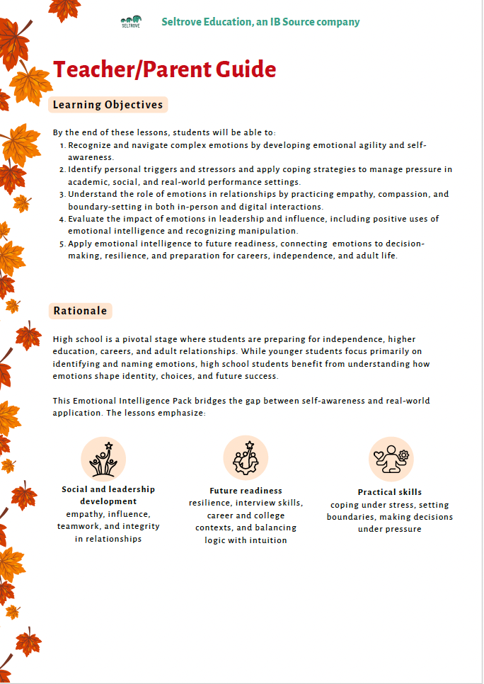 Emotional Intelligence: Weathering Emotions in Every Season (High School) Teacher Resource Pack — image 2