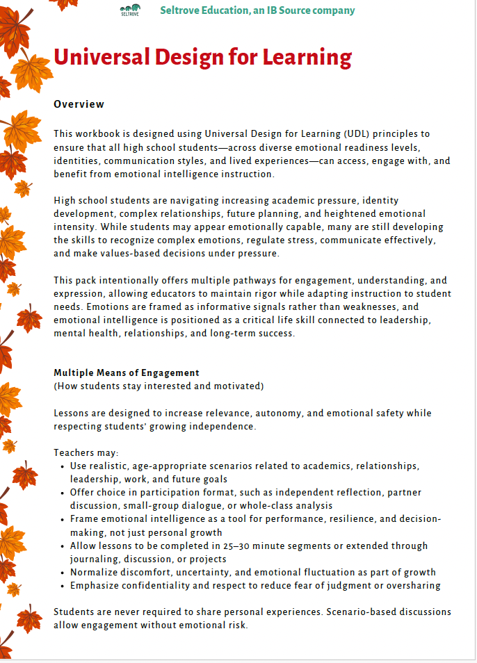 Emotional Intelligence: Weathering Emotions in Every Season (High School) Teacher Resource Pack — image 4
