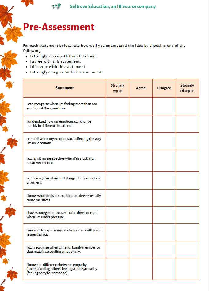 Emotional Intelligence: Weathering Emotions in Every Season (High School) Teacher Resource Pack — image 5