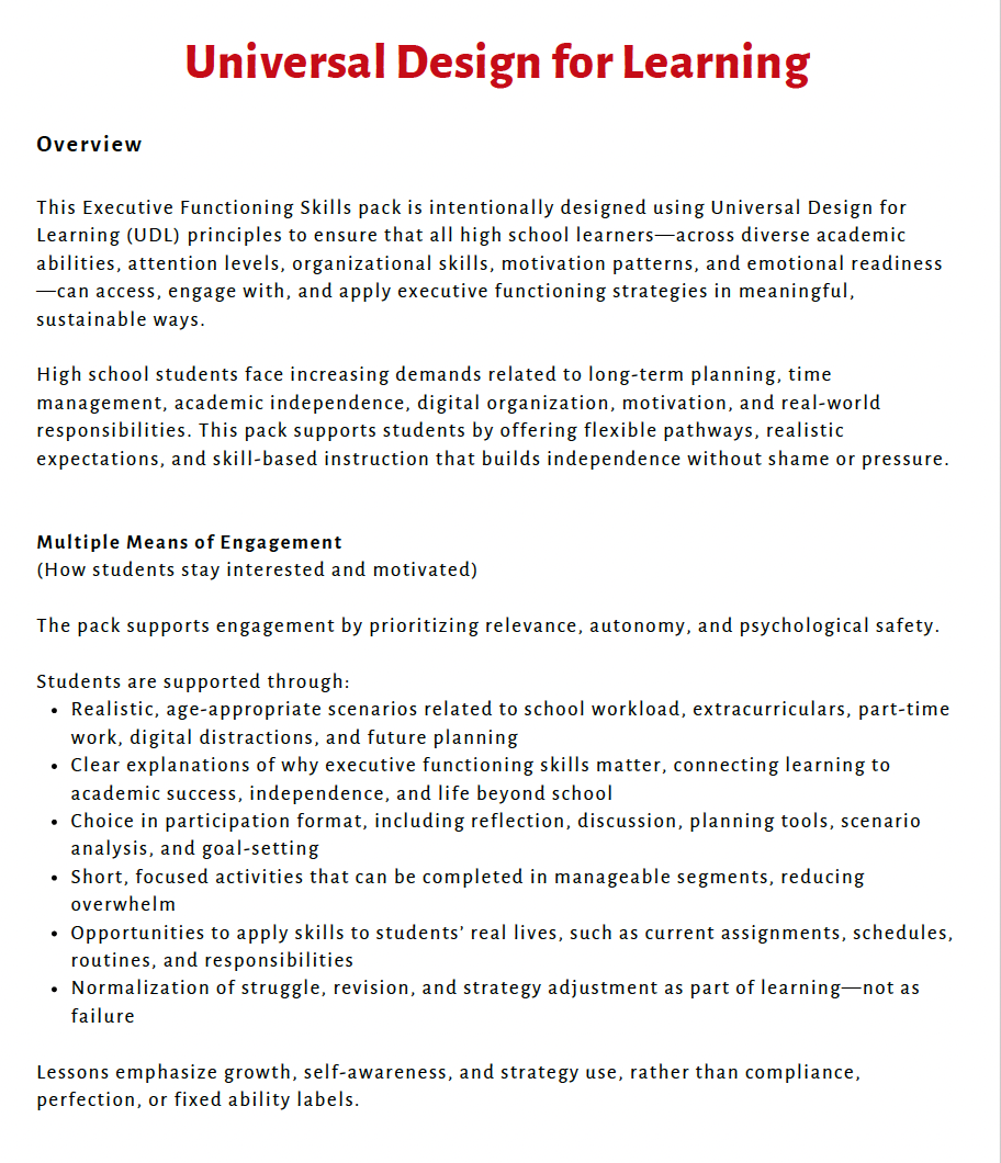 Executive Functioning Skills (High School) Teacher Resource Pack — image 6