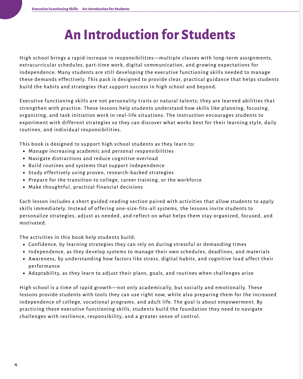 Executive Functioning Skills High School Workbook — image 6