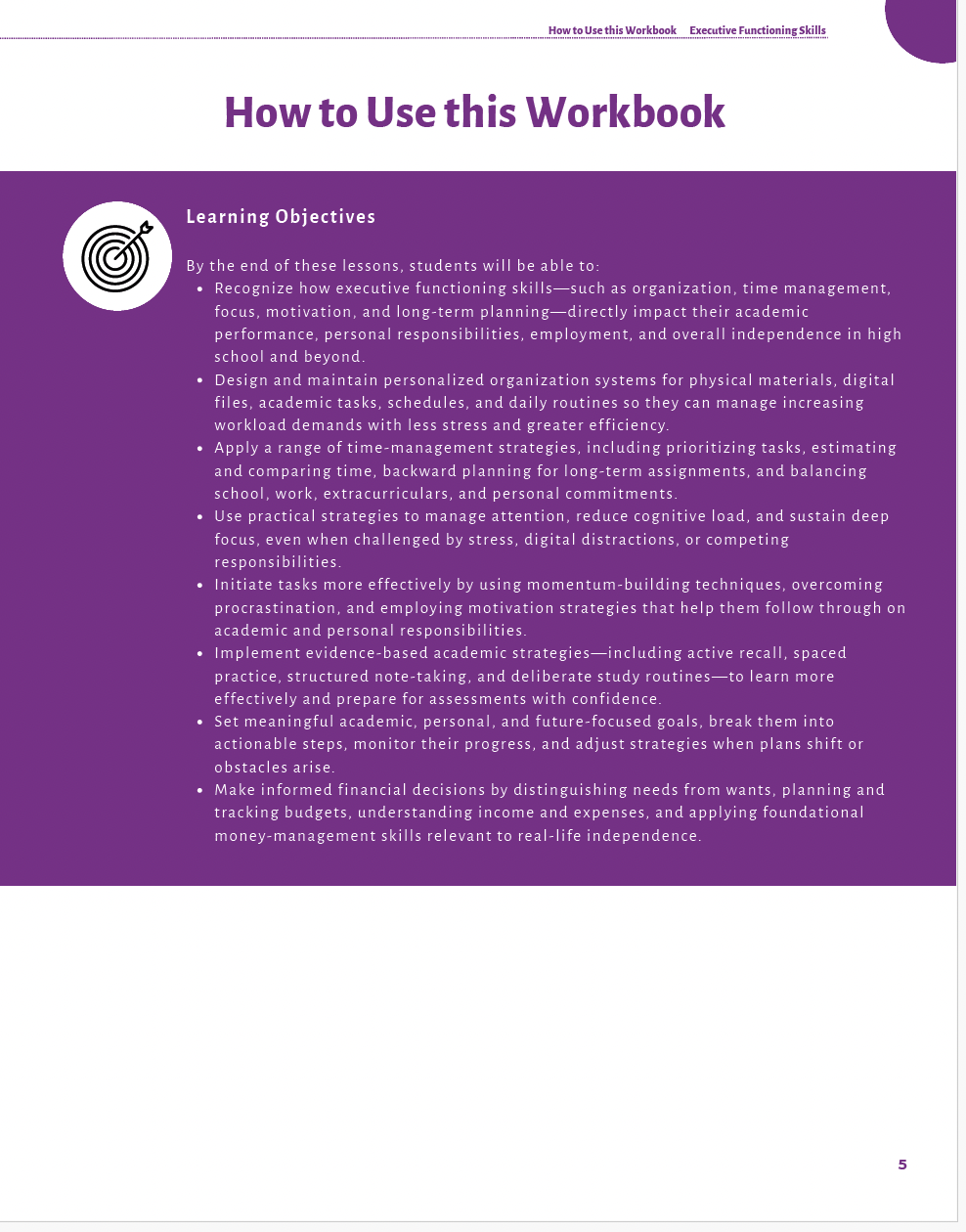 Executive Functioning Skills High School Workbook — image 7