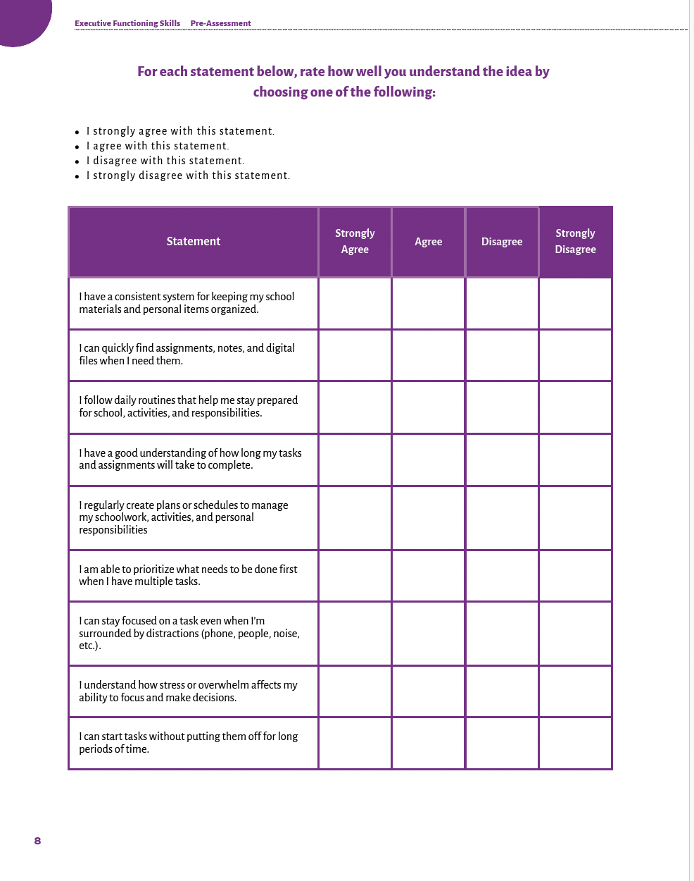 Executive Functioning Skills High School Workbook — image 9