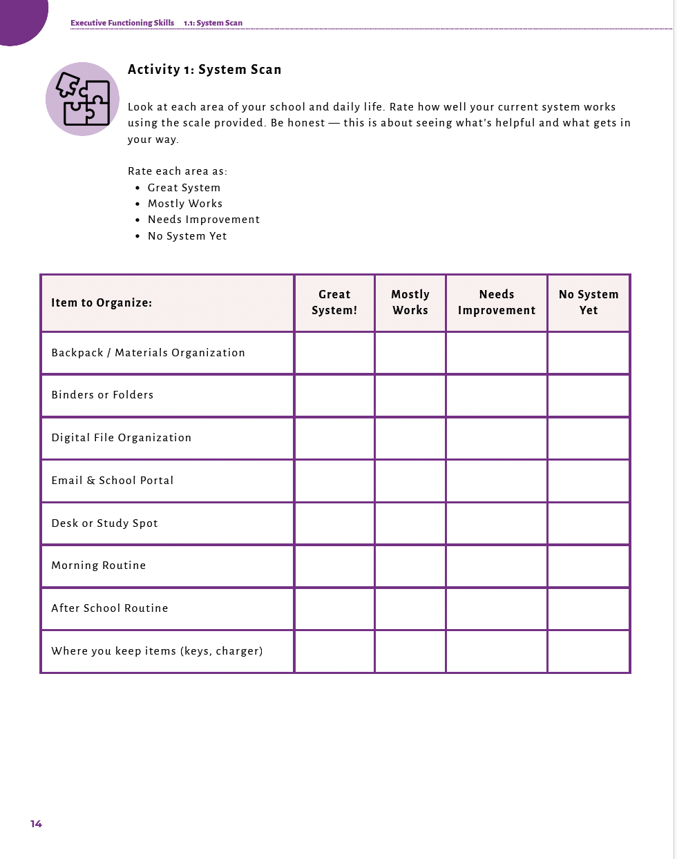 Executive Functioning Skills High School Workbook — image 11