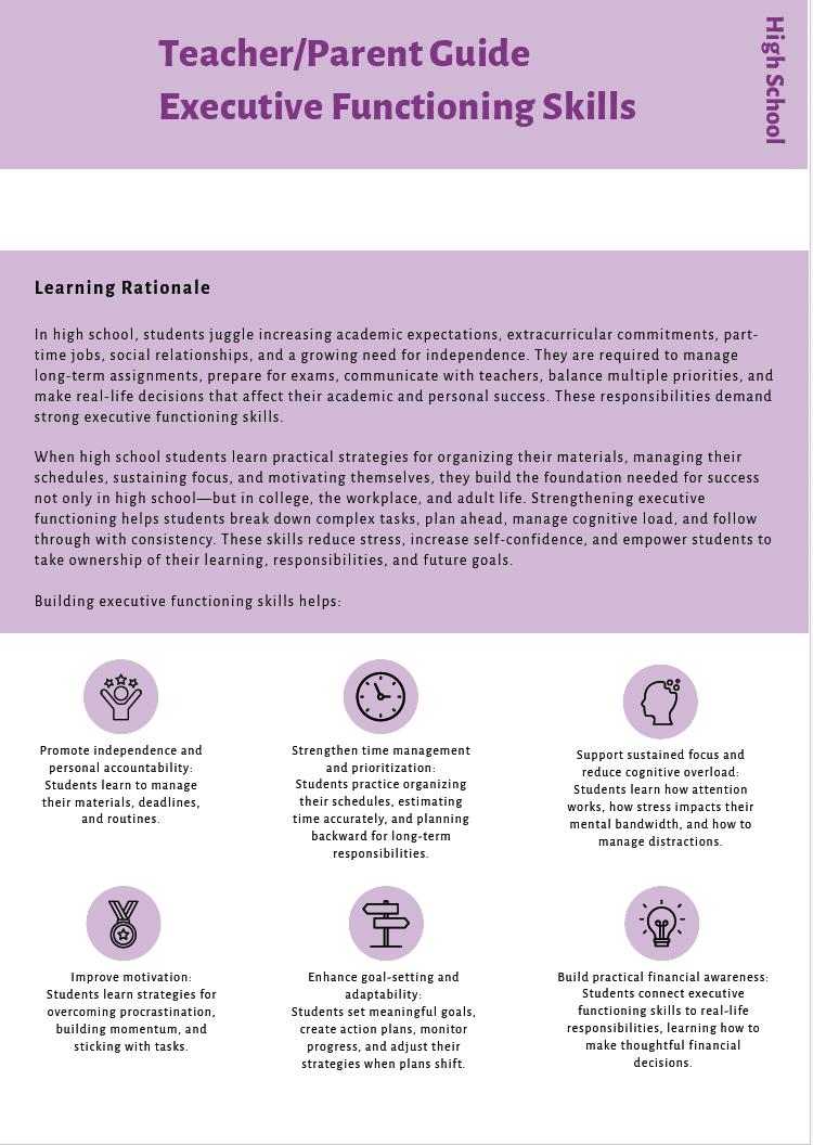 Executive Functioning Skills (High School) Instructional Guide — image 4
