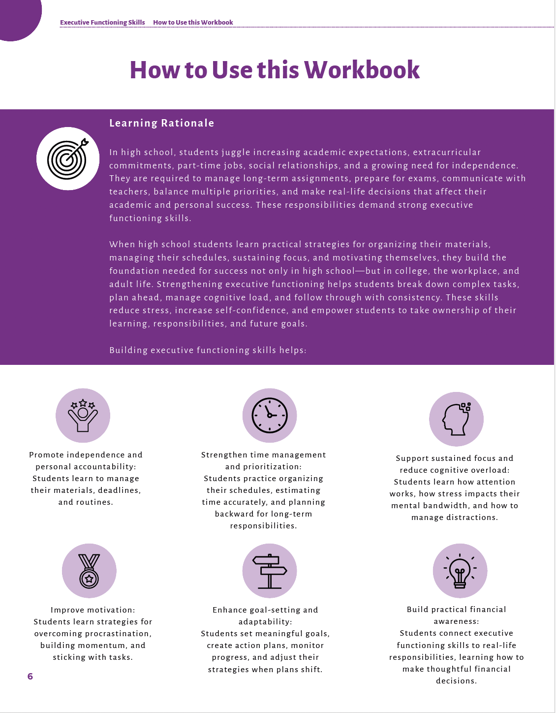 Executive Functioning Skills High School Workbook — image 2