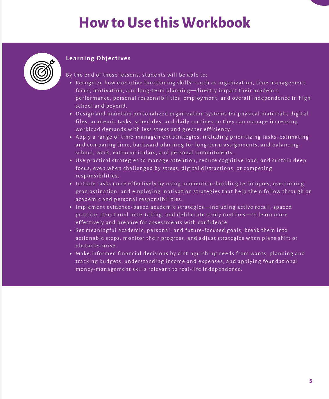Executive Functioning Skills High School Workbook — image 3