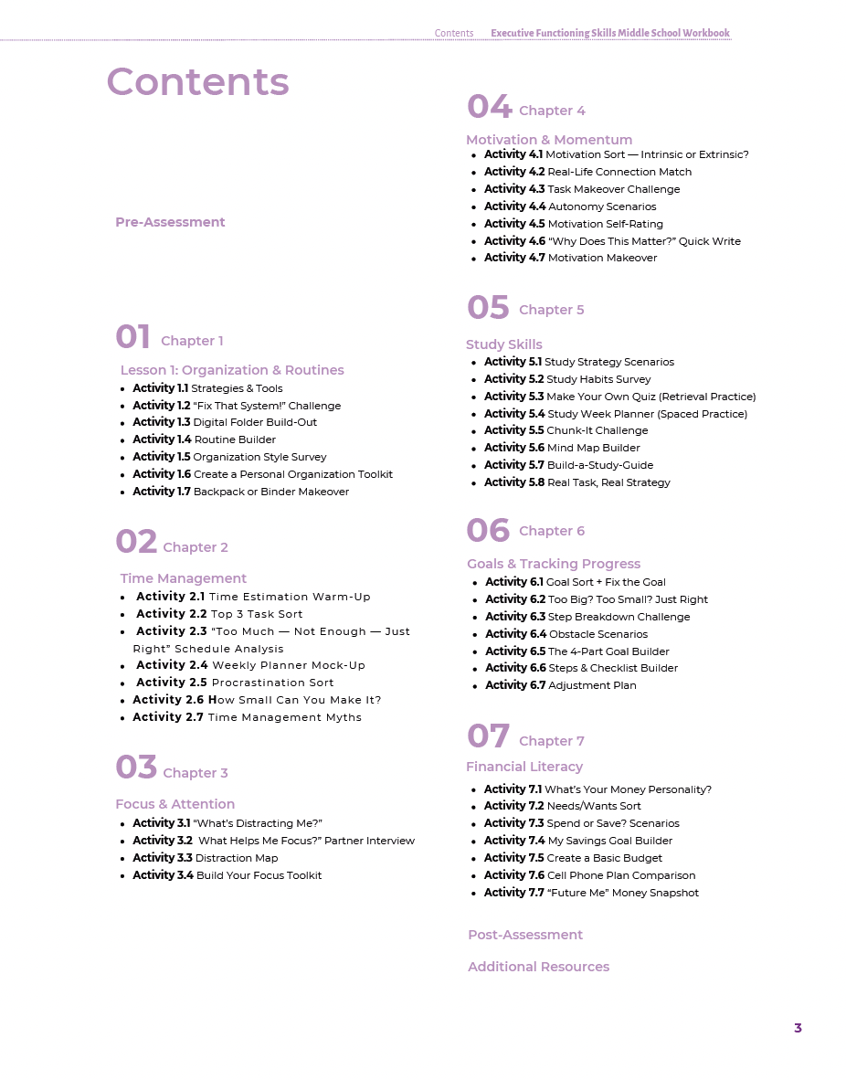 Executive Functioning Skills Middle School Workbook — image 2