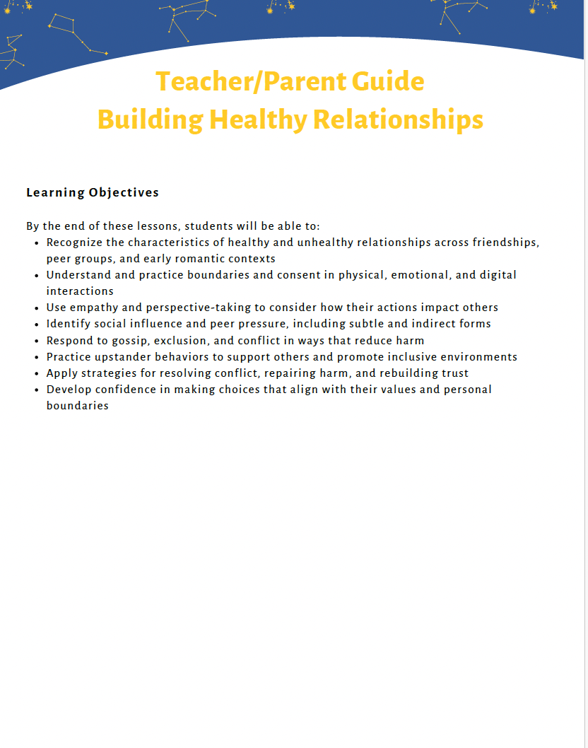 Healthy Relationships and Empathy (Middle School) Teacher Resource Pack