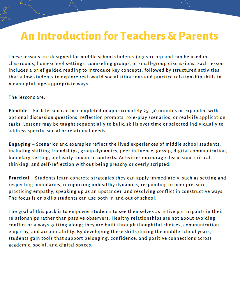 Healthy Relationships and Empathy (Middle School) Teacher Resource Pack — image 4