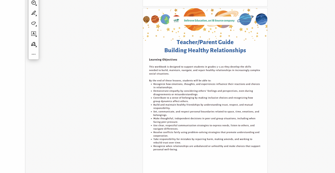 Healthy Relationships and Empathy (Upper Elementary) Teacher Resource Pack