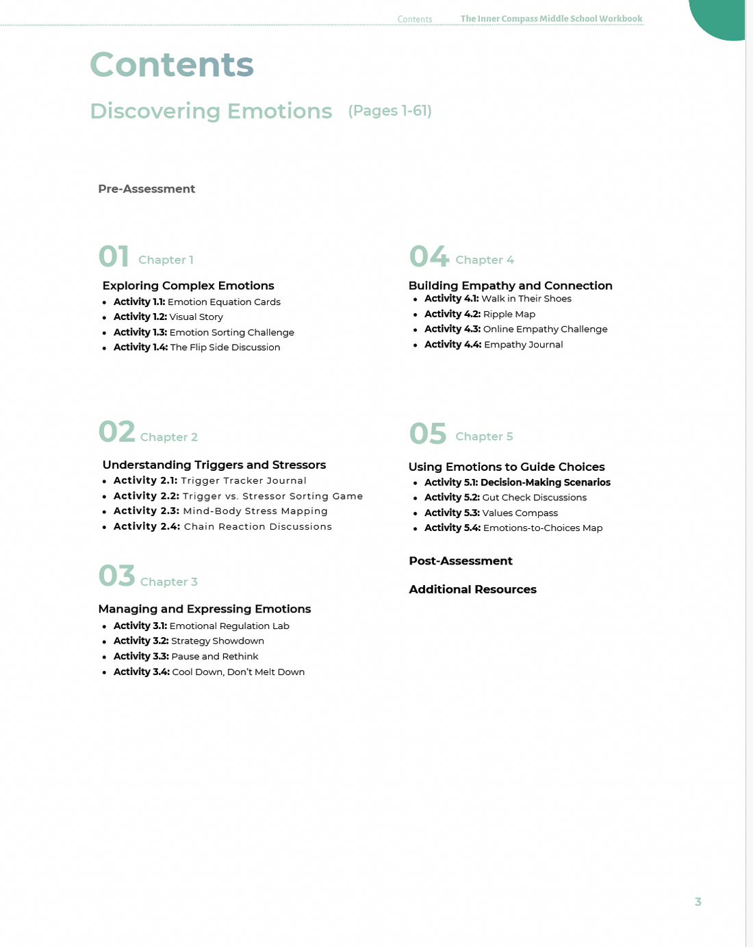 The Inner Compass: Discovering Emotions, Mindset, and Growth (Middle School) Workbook