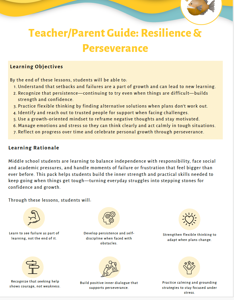 Resilience and Perseverance (Middle School) Teacher Resource Pack — image 2