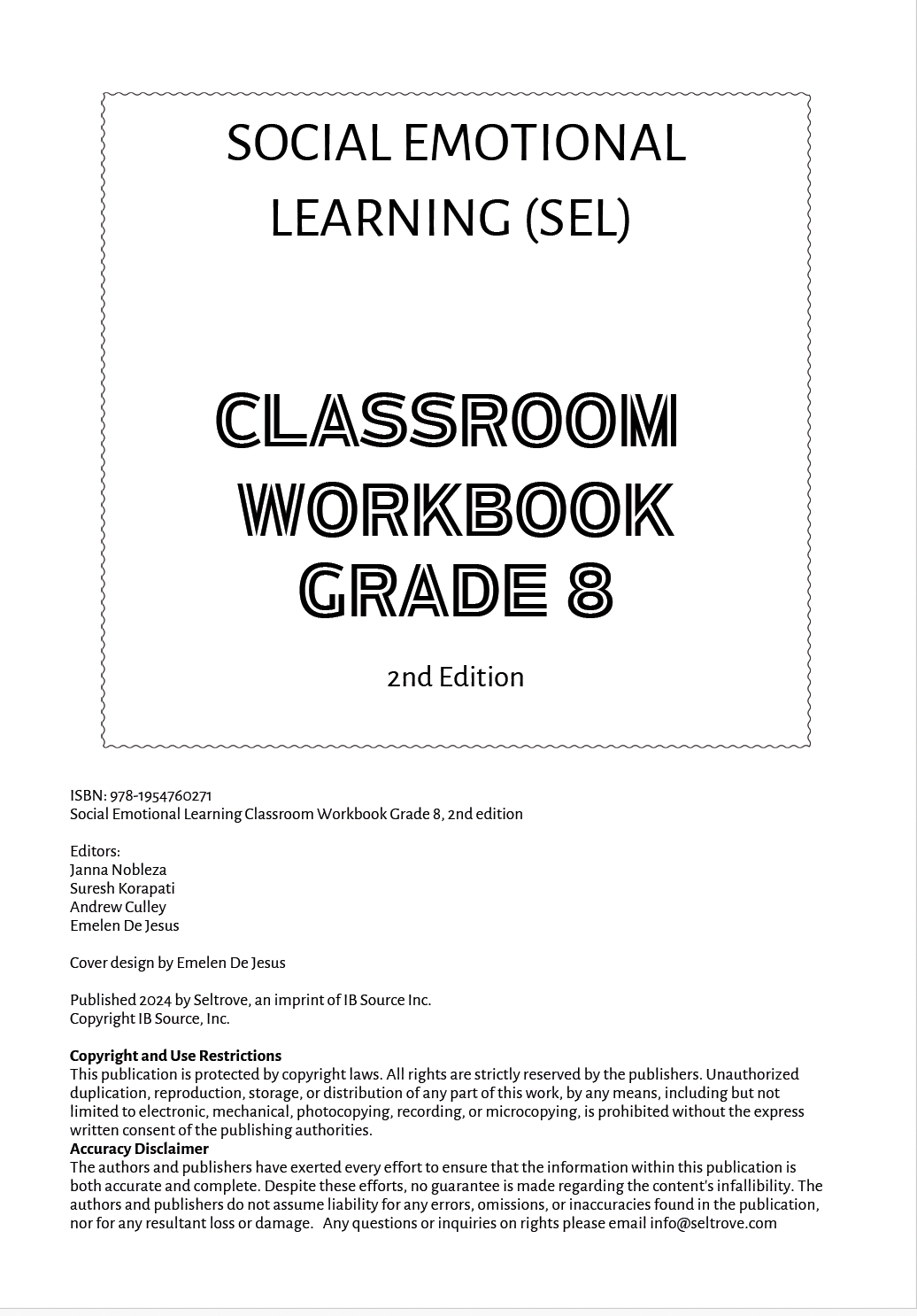 Social Emotional Learning Classroom Workbook - Grade 8, 2nd edition — image 2